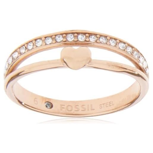 Fossil anello da donna vintage glitz, lunghezza: 21,5 x 20 x 6 anello in acciaio inossidabile oro rosa, jf03460791