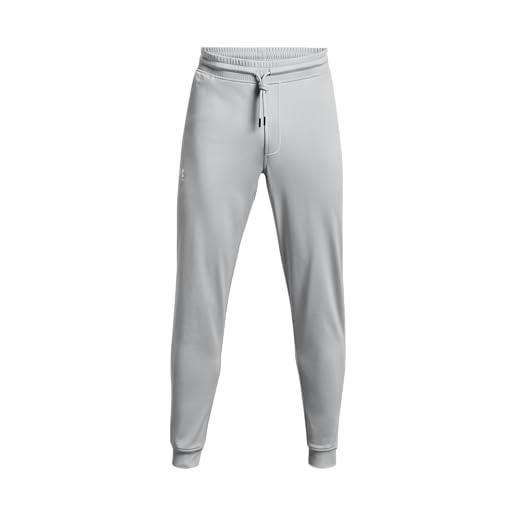 Under Armour jogger sportstyle tricot, pantaloni della tuta uomo, mod grigio / / bianco, m/l
