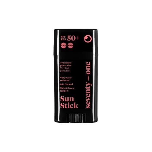 Seventy. One percent | the sunset: sun stick spf 50+ | stick solare vegano - protezione molto alta | molto impermeabile | uva 34 | 89% naturale - prodotto in francia | 15 gr