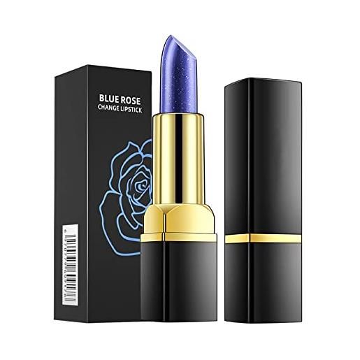 Generic magical discoloration blue-rose temperature changing lipstick, blue lipstick with flash long-lasting, lipstick for women, color changing lip gloss (1pcs blue)