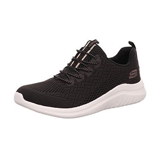 Skechers ultra flex 2.0 - lite-groove, sneaker donna, black mesh rose gold white trim bkw, 35 eu