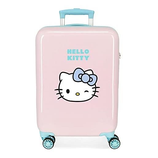 Hello Kitty wink valigia da cabina rosa 38 x 55 x 20 cm rigida abs chiusura a combinazione laterale 34 l 2 kg 4 ruote doppie equipaggiamento a mano
