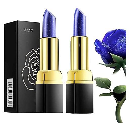 Generic magical discoloration blue-rose temperature changing lipstick, blue lipstick with flash long-lasting, lipstick for women, color changing lip gloss (2pcs blue)