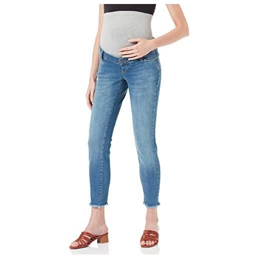 Mamalicious bestseller a/s mlmendez slim frayed 7/8 jeans, denim chiaro/dettagli: slavato, 32w x 34l donna