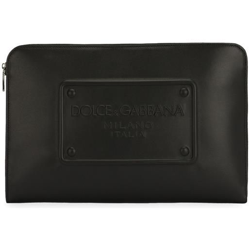 Dolce & Gabbana clutch con logo goffrato - nero