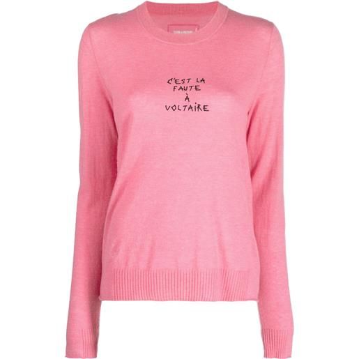 Zadig&Voltaire maglione miss cashmere con ricamo - rosa