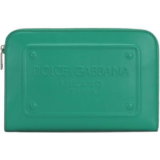 Dolce & Gabbana clutch con logo in rilievo - verde