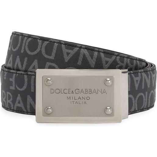 Dolce & Gabbana cintura jacquard con placca logo - nero