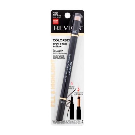 Revlon colorstay brow shape & glow pennarello per sopracciglia ultra morbido con illuminante 0.83 g tonalità 260 dark brown