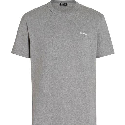 Zegna logo-embroidered cotton t-shirt - grigio