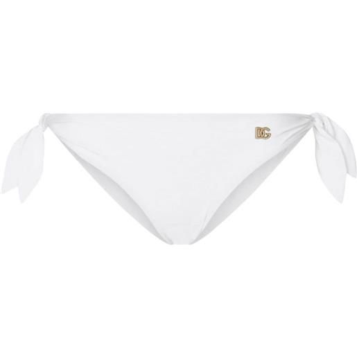 Dolce & Gabbana slip bikini con placca logo - bianco