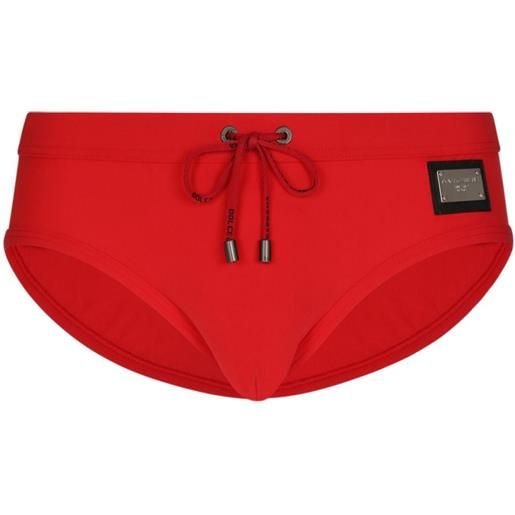 Dolce & Gabbana costume da bagno con placca logo - rosso