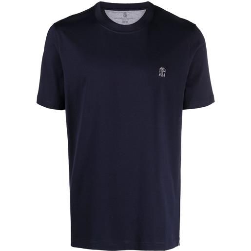 Brunello Cucinelli t-shirt con ricamo - blu