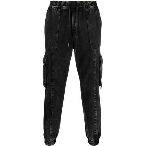 Juun.J jeans affusolati con tasche cargo - nero