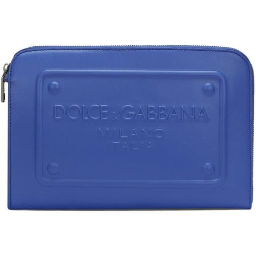 Dolce & Gabbana clutch con logo in rilievo - blu