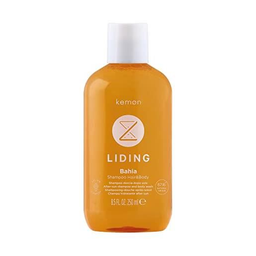 Kemon - liding bahia shampoo hair&body, shampoo idratante e doposole per capelli e corpo ai semi di girasole - 250 ml