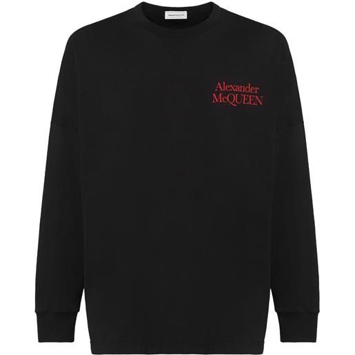 Alexander McQueen t-shirt a maniche lunghe con stampa - nero