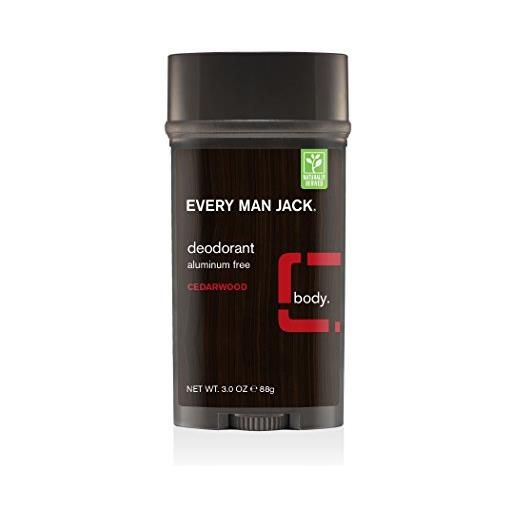 Every man jack in alluminio free deodorante al legno di cedro, 89 ml