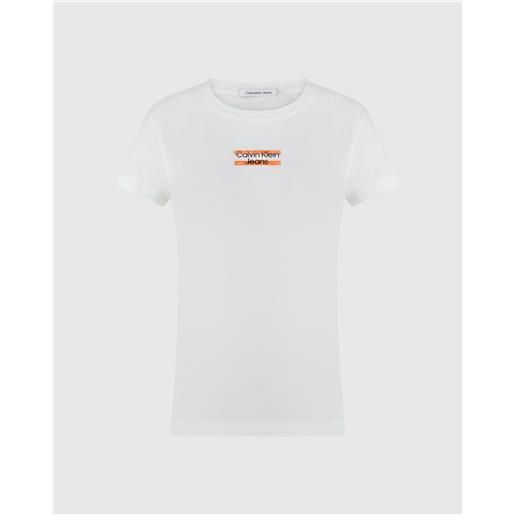 Calvin Klein t-shirt stripe logo bianco donna