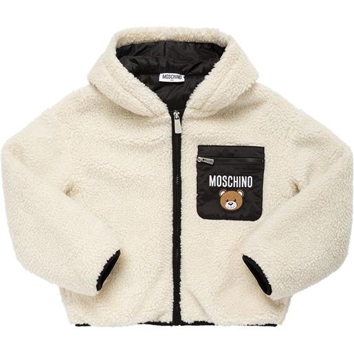 MOSCHINO giacca in pelliccia sintetica con logo