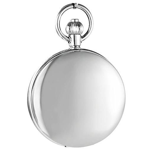 Ogle - orologio automatico da taschino, in stile vintage, impermeabile, a specchio, con catena, quadrante nero e meccanismo a vista, adatto come orologio da infermiere