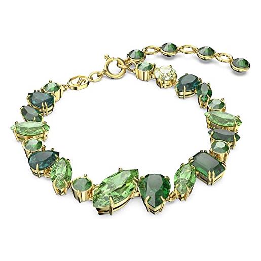Swarovski gema bracciale, con cristalli e zirconia Swarovski a taglio misto, placcato in tonalità oro, verde