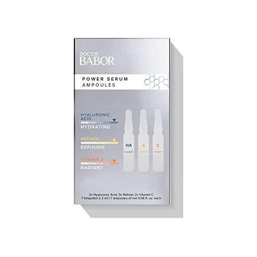 BABOR doctor BABOR power serum ampoules set, diverse fiale per il viso, per l'idratazione e un colorito più uniforme, formula vegana, 7x2 ml