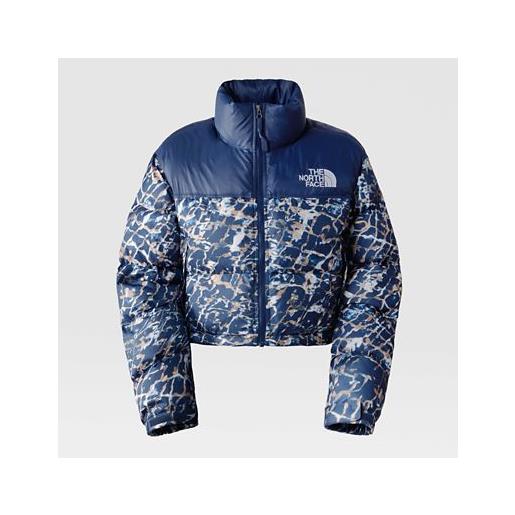 TheNorthFace the north face giacca corta nuptse da donna dusty periwinkle water distortion small print-summit navy taglia l donna