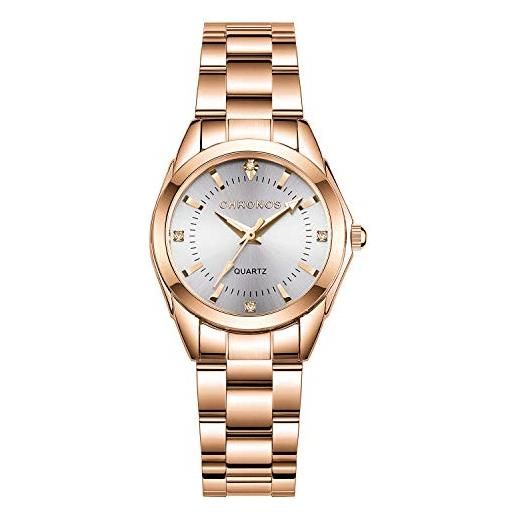 SMAEL donne orologi, l'ananas classico elegante strass acciaio inossidabile cinturino quarzo orologi da polso women watches wristwatches (oro rosa+argento)