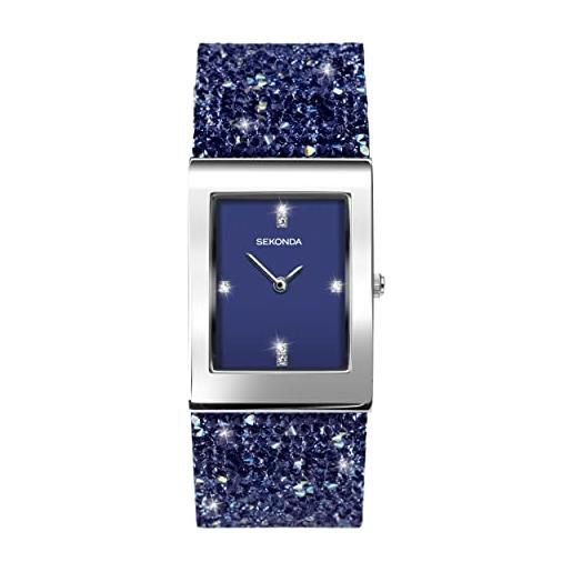 Sekonda seksy - orologio da donna con cristalli swarovski, cinturino in cristallo swarovski, impermeabile, regolabile rocce seksy quadrante blu/blu. 