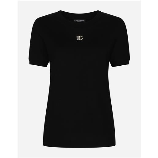 Dolce & Gabbana t-shirt in cotone con logo dg crystal