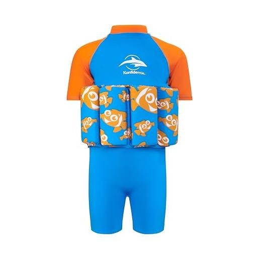 Konfidence float suit - costume da bagno tradizionale per bambini da 1 a 5 anni, con galleggiamento regolabile/galleggianti in schiuma rimovibili, in lycra super morbida e flessibile (pesce