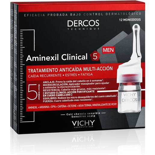 VICHY dercos aminexil trattamento anticaduta uomo 12 fiale 12 x 6ml trattamento per capelli, trattamento anticaduta capelli