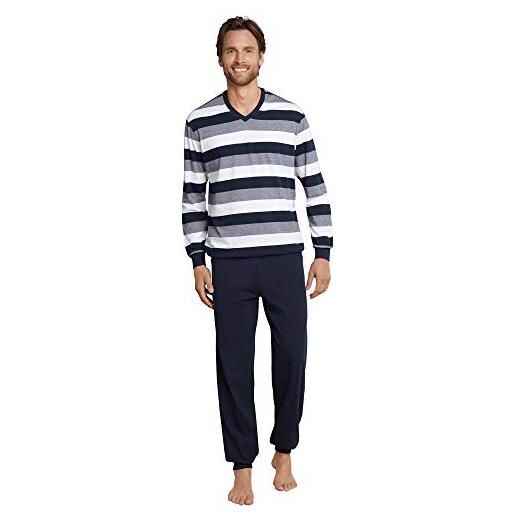Schiesser pigiama lungo con abbottonatura - nightwear set, oscurante, blu_159630, 98 tall uomo