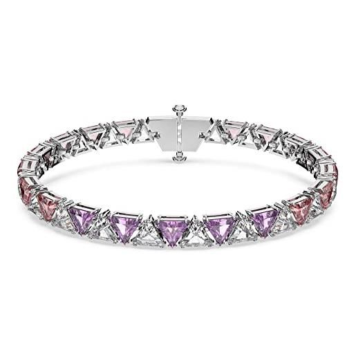 Swarovski ortyx braccialetto, placcato in tonalità rodio, cristalli e pietreSwarovski zirconia con taglio triangolare, collezione iii, rosa e viola