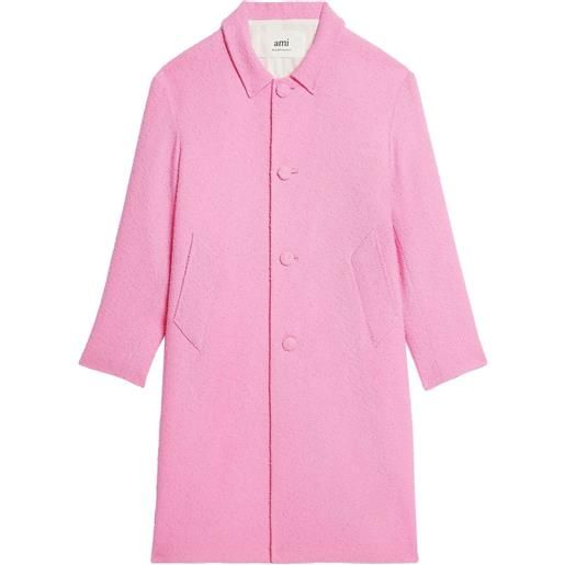 AMI Paris cappotto monopetto in tweed - rosa