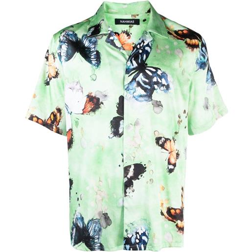Nahmias camicia con stampa farfalle - verde