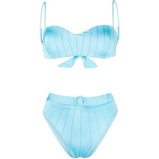 Noire Swimwear set bikini a vita alta - blu