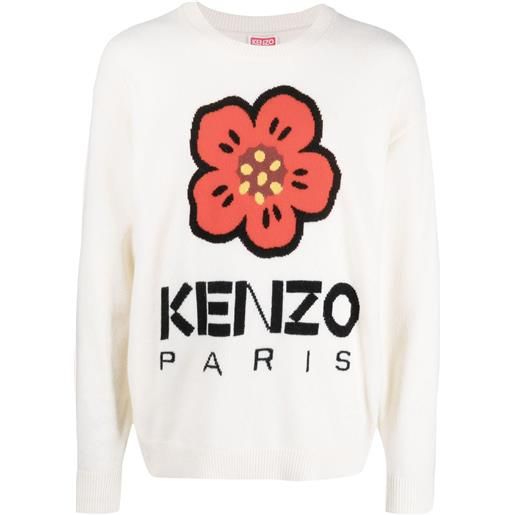 Kenzo maglione boke flower con intarsio - toni neutri