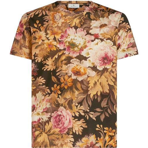 ETRO t-shirt a fiori - marrone