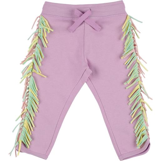 STELLA MCCARTNEY KIDS pantaloni in felpa di cotone / frange
