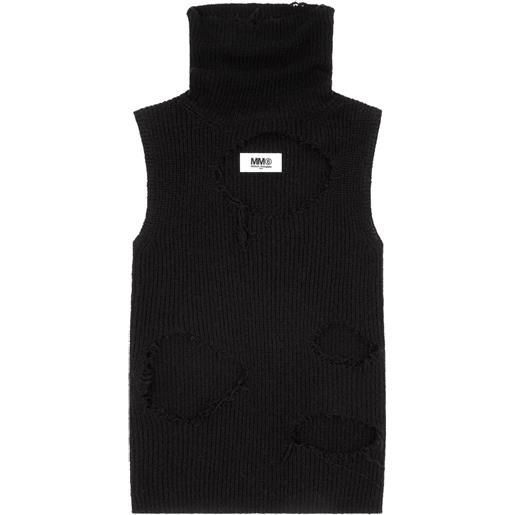 MM6 Maison Margiela maglione smanicato con effetto vissuto - nero