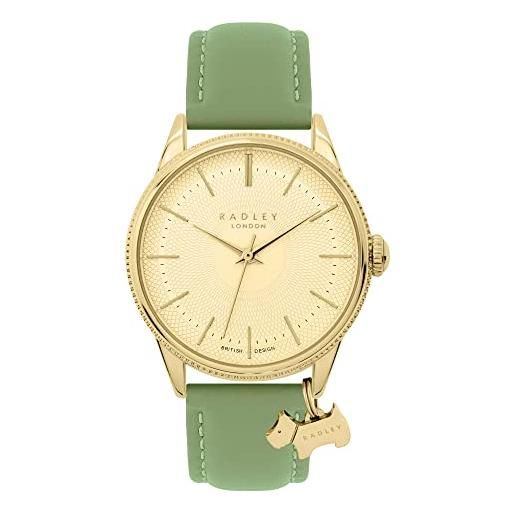 Radley lewis lane orologio da donna con bordo a moneta e lunetta con fico verde ry21600, fico verde