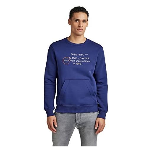 G-STAR RAW men's graphic pocket sweater, blu (ballpen blue d21167-a971-1822), xl