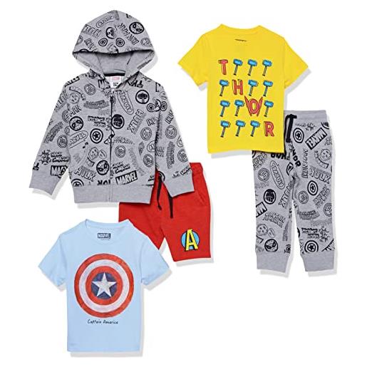 Amazon Essentials disney | marvel | star wars completi bambini e ragazzi, pacco da 5, icone marvel, 10 anni