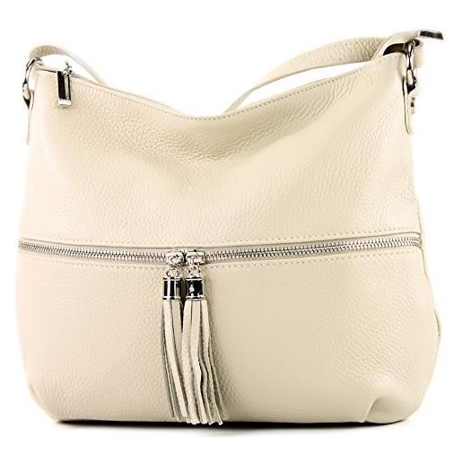 modamoda de - ital. Borsa in pelle borsa donna borsa a tracolla borsa a tracolla in pelle t159, colore: crema beige