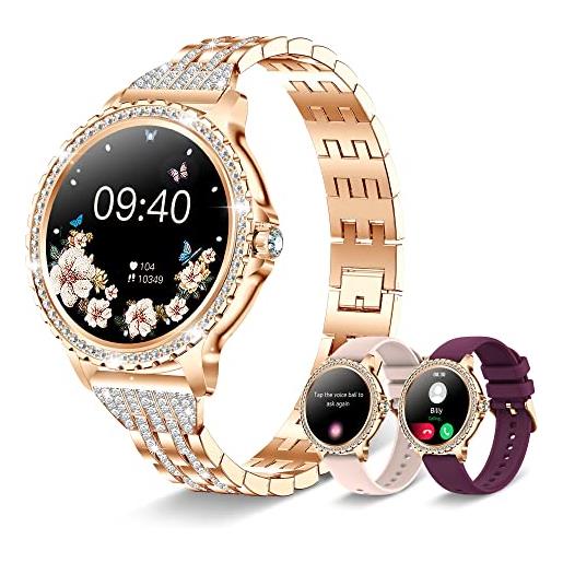 Iaret smartwatch donna chiamate bluetooth, 1.32'' hd smart watch fisiologia femminile spo2 sonno cardiofrequenzimetro contapassi, 20 modalità sport notifiche messaggi orologio android ios, oro rosa