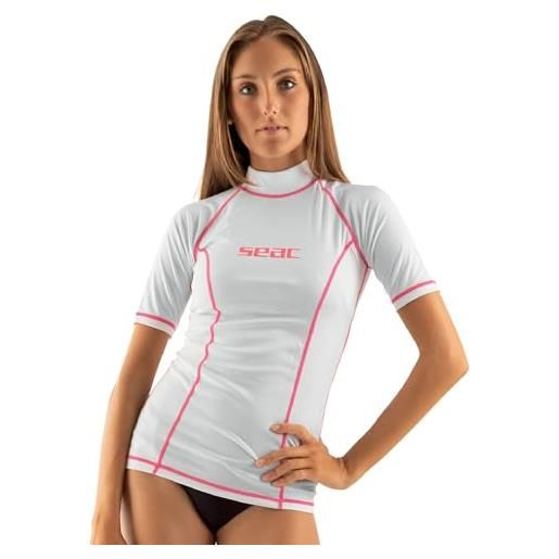 SEAC t-sun short maglia protettiva rash guard per snorkeling e nuoto anti uv donna bianco xl