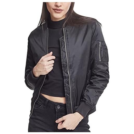 Urban classics giacca bomber leggera donna, tasca sul braccio, giacchetta dal taglio classico, autunnale e primaverile, colore: nero taglia: s