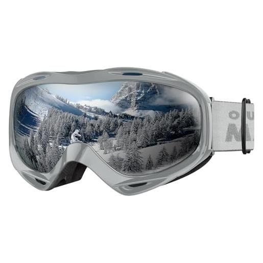 OutdoorMaster maschera da sci otg premium unisex, antiappannamento maschera snowboard, protezione uv al 100% occhiali da sci, maschere sci per uomo, donna, ragazzi e ragazze (arancione vlt 65% )